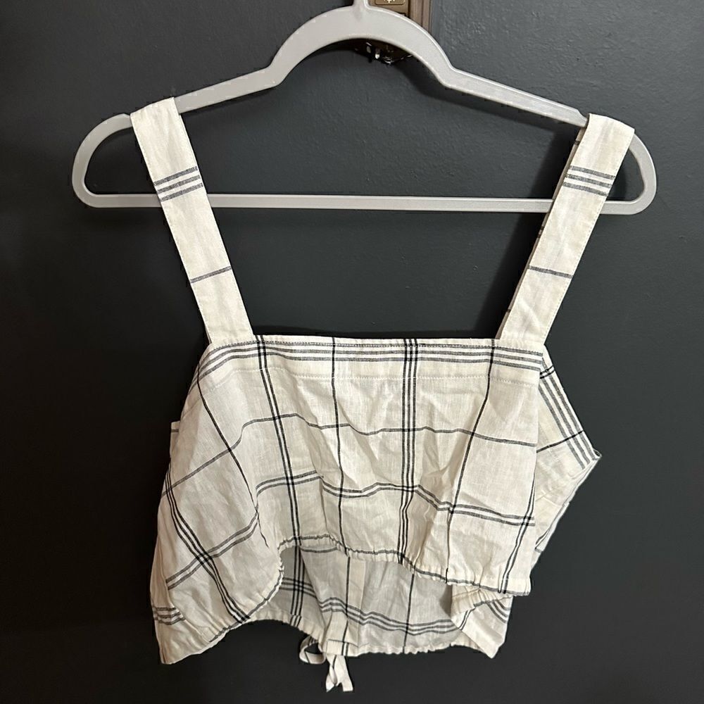 A New Day Womens Linen Blend Tie-Front Faux-Button Tank Top Cream Size XL NWT - Picture 6 of 11